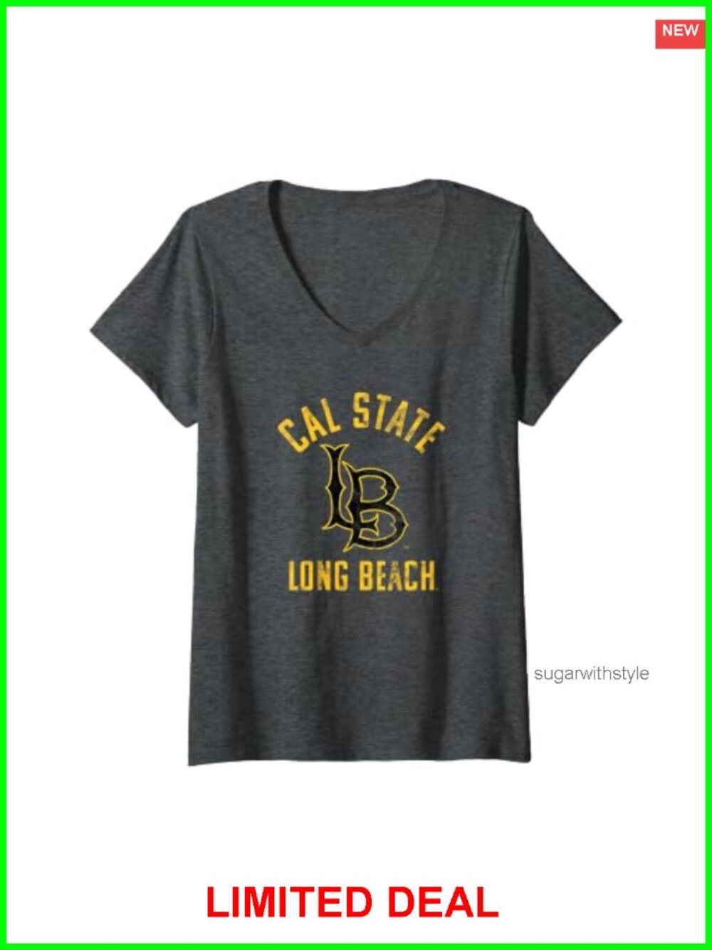 CSULB Cal State Long Beach V-Neck T-Shirt Large Classic Fit